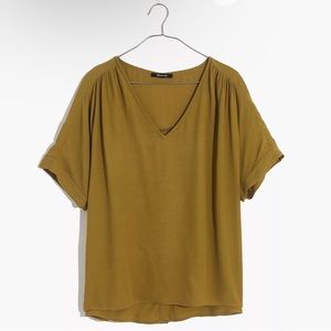 Madewell Drapey Button Back Olive Green Shirt, Size Small